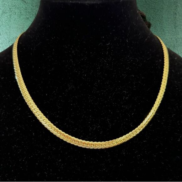 18K GOLD FILLED HERRINGBONE 750 GOLD CHAIN MADE IN ITALY 18” LENGTH - Picture 6 of 6